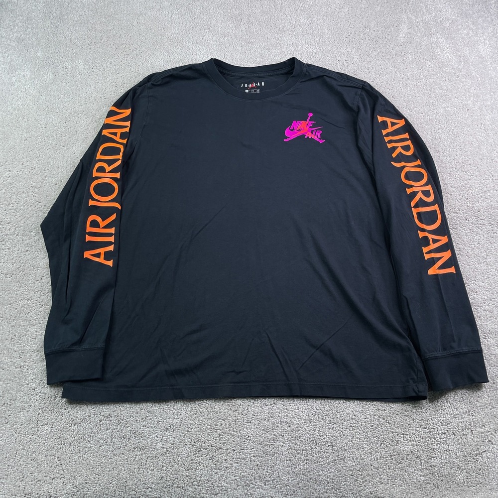 Air Jordan Shirt Mens 2XL Black Classics Jumpman Graphic Long Sleeve Spellout